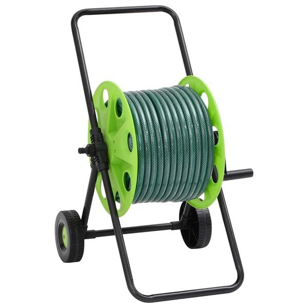 vidaXL Green Hose Reel Cart with Hose Fitting Set 0.5" 50 m PVC