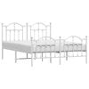 vidaXL Metal Bed Frame without Mattress with Footboard White 140x200cm