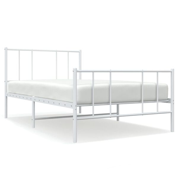 vidaXL Metal Bed Frame without Mattress with Footboard White 75x190cm