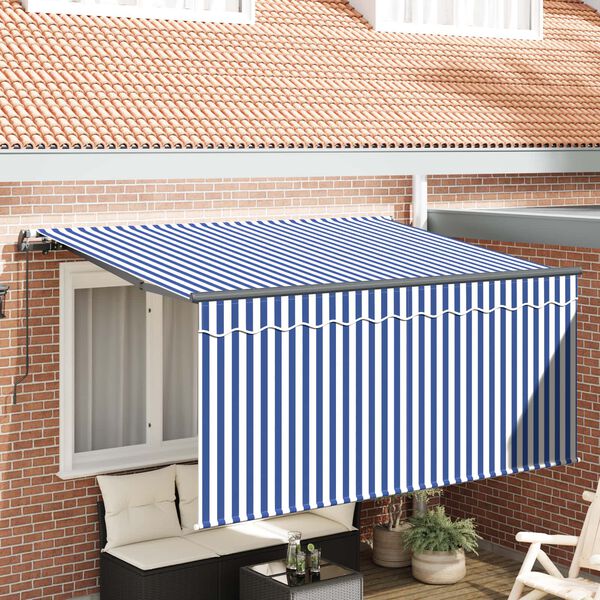 vidaXL Retractable Awning Retractable Blue and White 300 x 200 cm