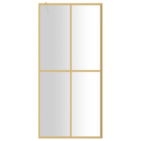 vidaXL Walk-in Shower Wall with Clear ESG Glass Gold 90x195 cm