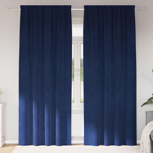 vidaXL Blackout Curtains 2 pcs Dark Blue 140 x 245 cm Velvet