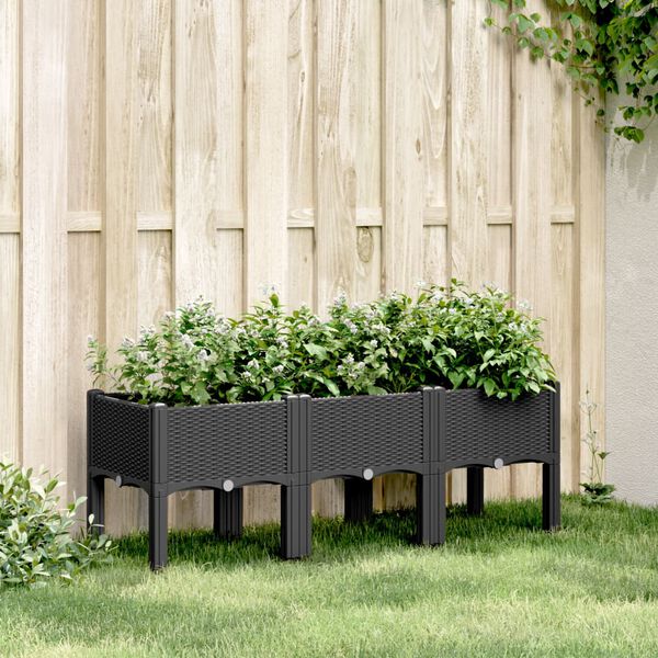 vidaXL Garden Planter with Legs Black 120x40x42 cm PP