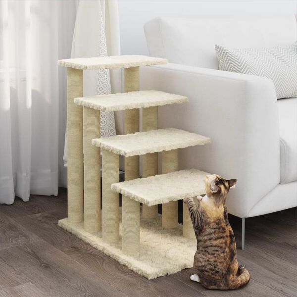 vidaXL Cat Tree with Sisal Scratching Posts Cream 63 cm