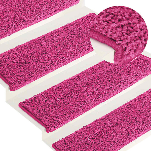 vidaXL Stair Mats 15 pcs 65x21x4 cm Pink Rectangular Edge