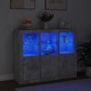 vidaXL Sideboards with LED Lights 3 pcs Concrete Grey Engineered Wood