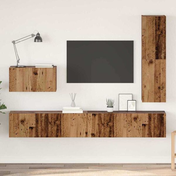 vidaXL TV Cabinet Set with Drawer 4 pcs Old Wood Engineered Wood