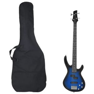 vidaXL Electric Bass Guitar for Beginner with Bag Blue&Black 4/4 46
