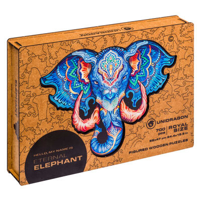 UNIDRAGON 700 Piece Wooden Jigsaw Puzzle Eternal Elephant Royal Size 62x47 cm