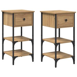 vidaXL Bedside Cabinet 2 pcs Brown 33.5 x 36 x 70 cm Engineered Wood