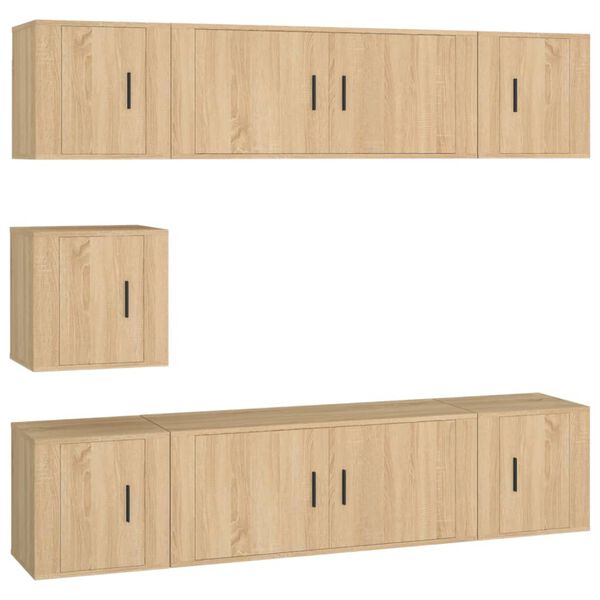 vidaXL 7 Piece TV Cabinet Set Sonoma Oak Engineered Wood