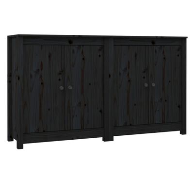 vidaXL Sideboards 2 pcs Black 70x35x80 cm Solid Wood Pine