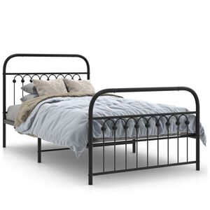 vidaXL Metal Bed Frame without Mattress with Footboard Black 100x190cm