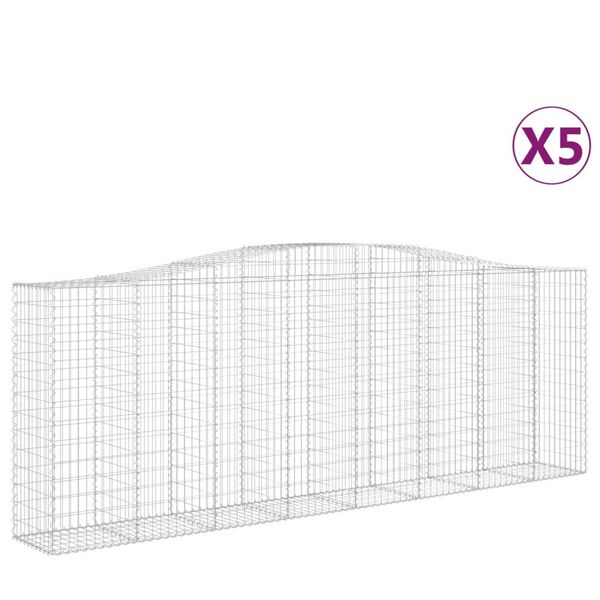 vidaXL Arched Gabion Baskets 5 pcs 400x50x140/160 cm Galvanised Iron