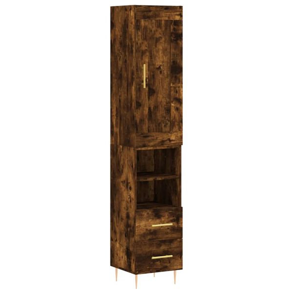 vidaXL Highboard Smoked Oak 34.5x34x180 cm Engineered Wood