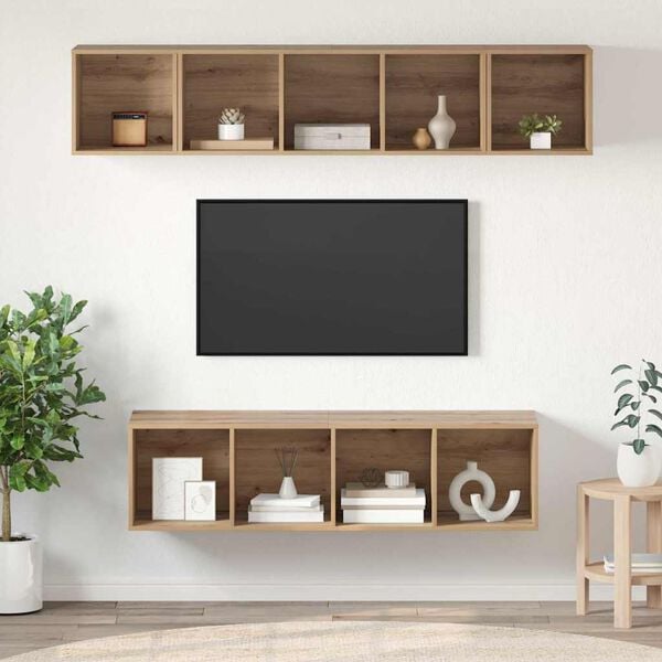 vidaXL TV Cabinet Set Wall-mounted 4 pcs Artisan Oak Engineered Wood