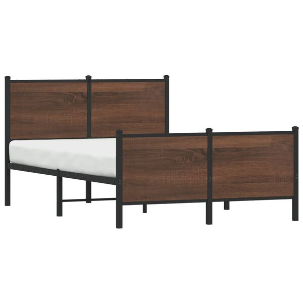 vidaXL Metal Bed Frame without Mattress Brown Oak 137x190 cm