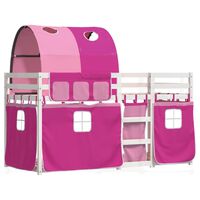 vidaXL Bunk Bed with Curtains Pink 75x190 cm Solid Wood Pine