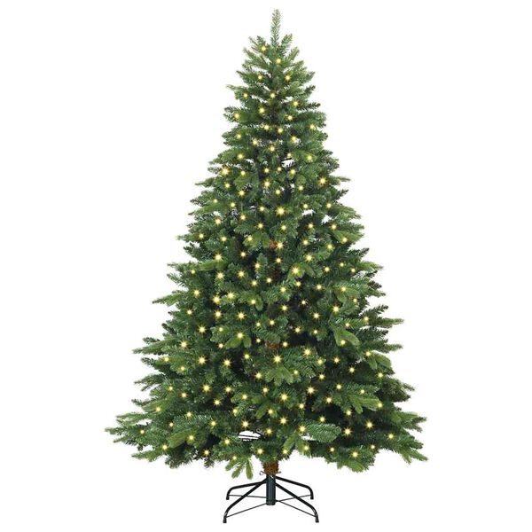 vidaXL Artificial Christmas Tree with 300 LEDs Green 210 cm PE and PVC