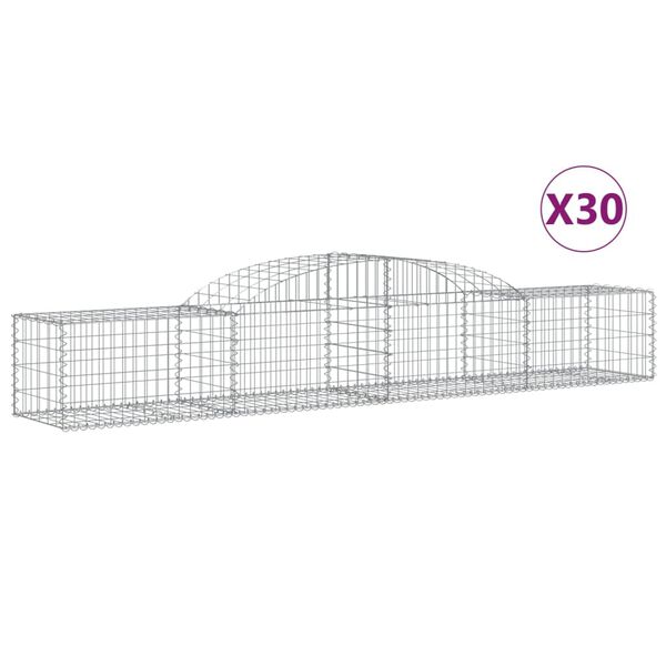 vidaXL Arched Gabion Baskets 30 pcs 300x50x40/60 cm Galvanised Iron