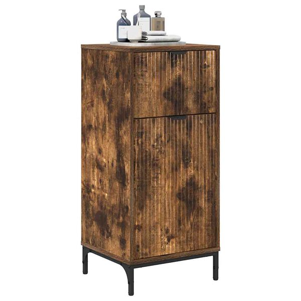 vidaXL Bathroom Cabinet with Drawer Smoked Oak 39.5 x 36 x 88 cm