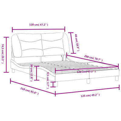 vidaXL Bed Frame with LED Lights Black and White 120x200 cm Faux Leather