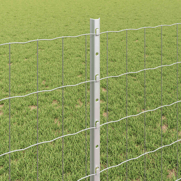 vidaXL Fence with Post Silver 0.8 x 25 m Steel