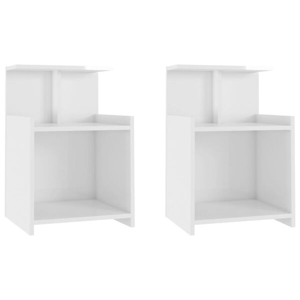 vidaXL Bed Cabinets 2 pcs High Gloss White 40x35x60 cm Engineered Wood