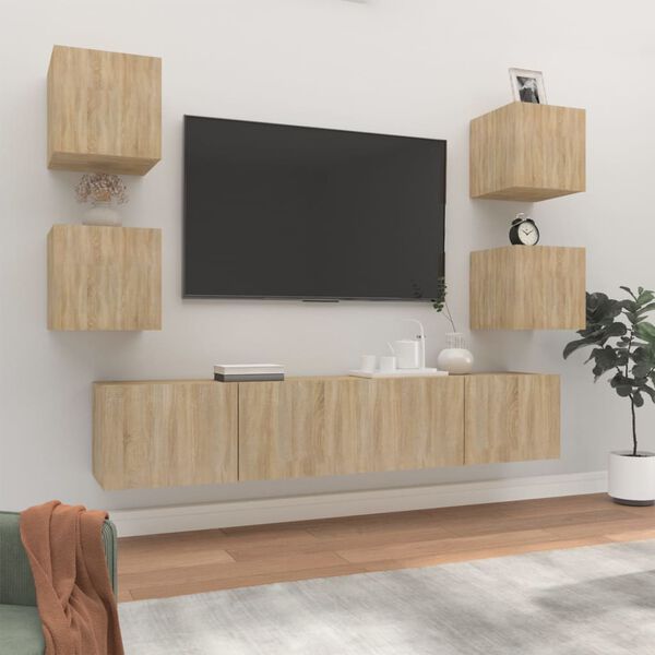 vidaXL 6 Piece TV Cabinet Set Sonoma Oak Engineered Wood