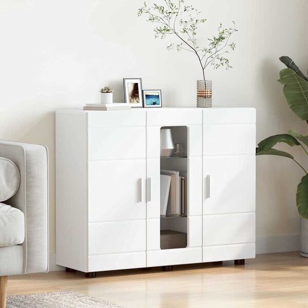 vidaXL Wooden Cabinet White 88.5 x 30.5 x 73 cm Engineered Wood