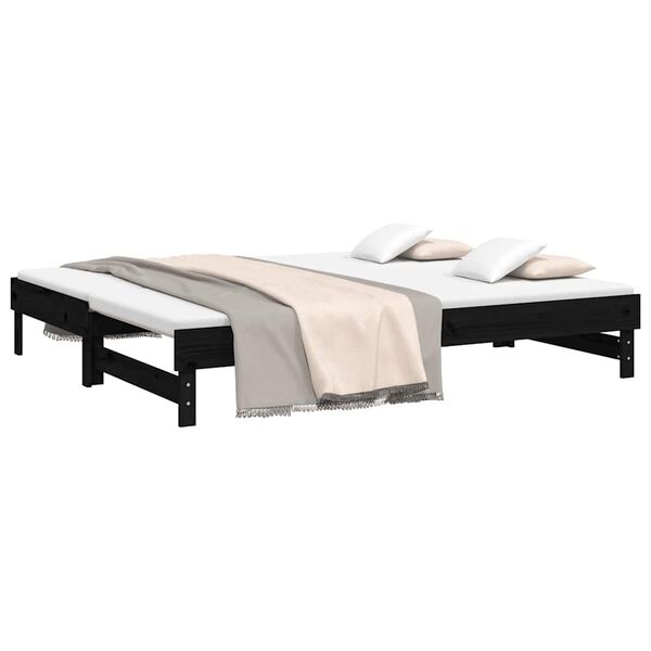 vidaXL Pull-out Day Bed without Mattress Black 2x(80x200) cm