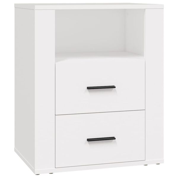 vidaXL Bedside Cabinet White 50x36x60 cm Engineered Wood