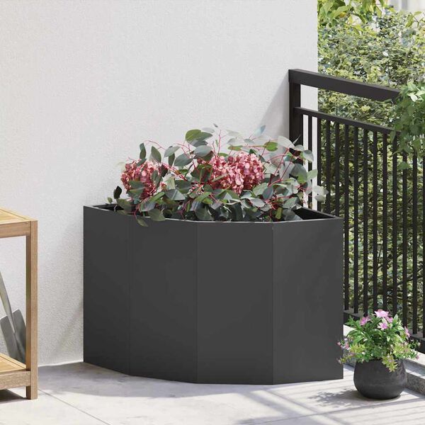 vidaXL Corner Planter Black 60 x 60 x 50 cm Steel