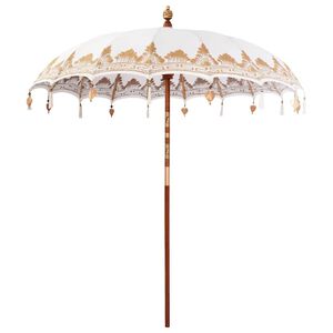vidaXL Balinese Parasol Cream 215 x 215 x 260 cm Cotton and Wood