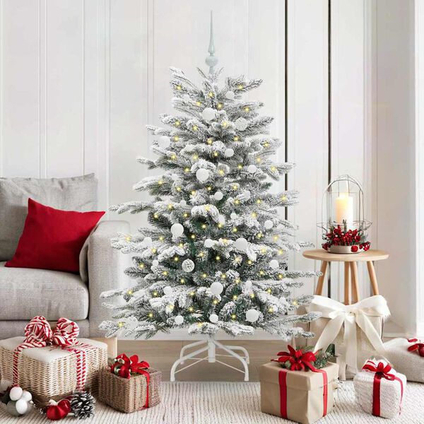 vidaXL Artificial Hinged Christmas Tree White 150 cm PE and PVC