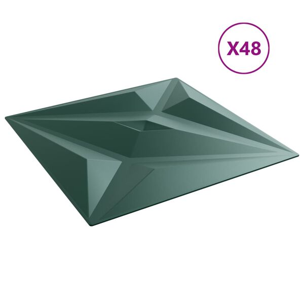vidaXL Wall Panels 48 pcs Green 50x50 cm XPS 12 m&sup2; Star