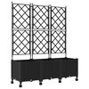 vidaXL Garden Planter with Trellis&Wheels 3 pcs Black PP