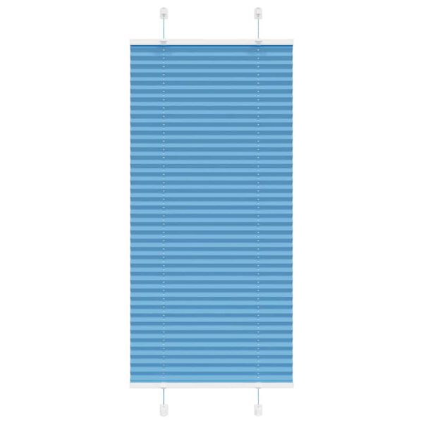 vidaXL Pleated Blind Blue 65x100 cm Fabric Width 64.4 cm Polyester