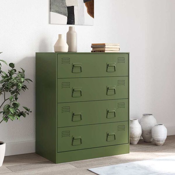 vidaXL Sideboard Olive Green 67x39x83 cm Steel