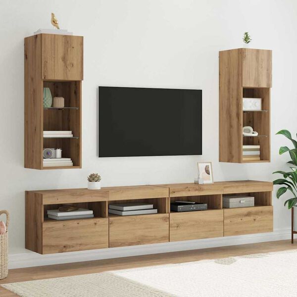 vidaXL Wall-mounted TV Cabinets 2 pcs Artisan Oak 30.5 x 30 x 90 cm