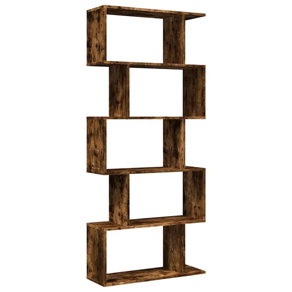 vidaXL Room Divider Bookcase 5-Tier Smoked Oak 70x24x161 cm Engineered Wood