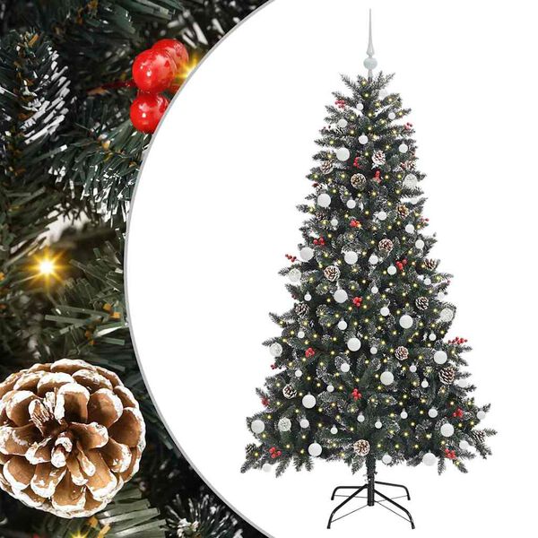 vidaXL Artificial Christmas Tree with 300 LEDs with Stand Green 180 cm