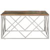 vidaXL Coffee Table Silver Stainless Steel and Solid Reclaimed Wood