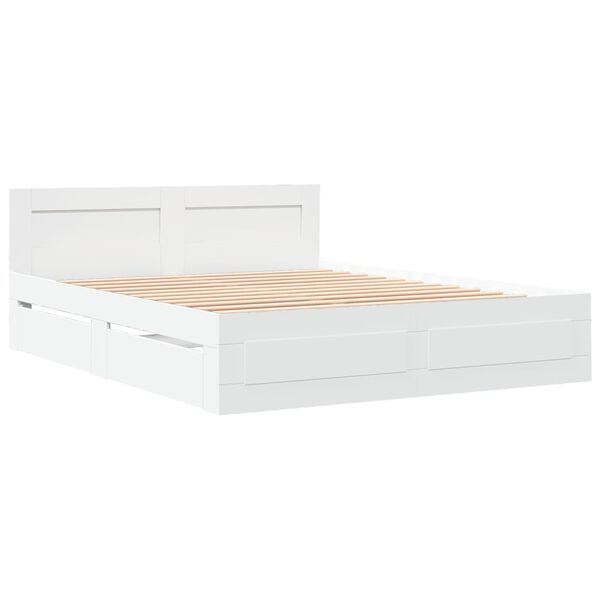 vidaXL Bed Frame with Headboard without Mattress White 150x200 cm King Size