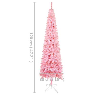 vidaXL Slim Pre-lit Christmas Tree Pink 120 cm