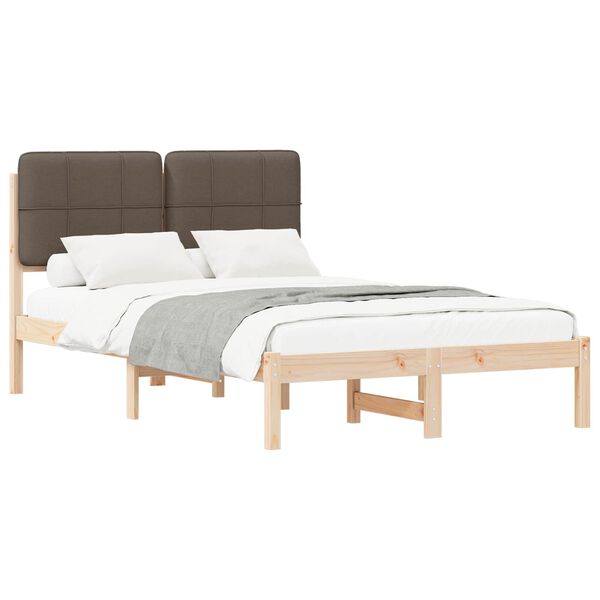 vidaXL Bed Frame with Upholstered Headboard Taupe 120 x 190 cm