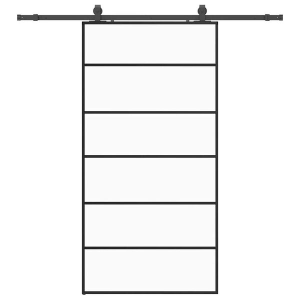 vidaXL Sliding Door with Hardware Set Black 102x205 cm ESG Glass
