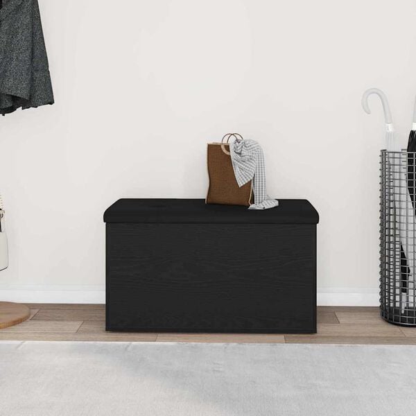 vidaXL Storage Bench Black Oak 82 x 42 x 45 cm Engineered Wood