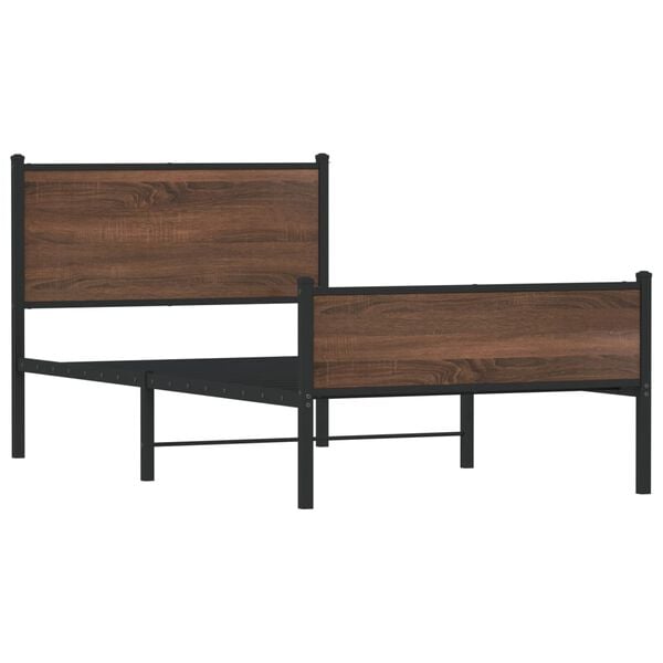 vidaXL Metal Bed Frame without Mattress Brown Oak 100x200 cm
