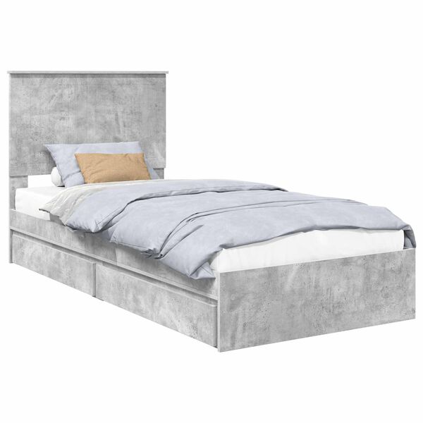 vidaXL Storage Bed Concrete Grey 90 x 200 cm Engineered Wood